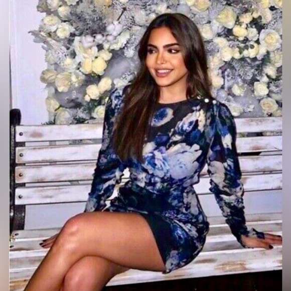 NWT Zara Floral Long Sleeve Mini dress - Picture 1 of 6
